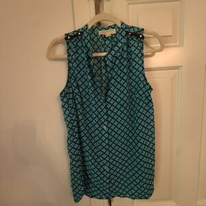 Michael Kors Teal Patterned Blouse